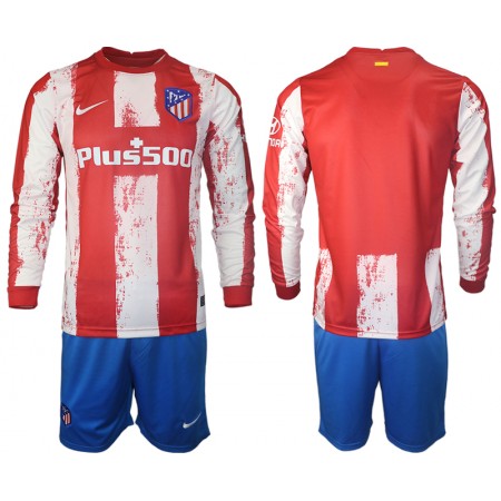 Fußballtrikots Atlético Madrid Kinder Heim Trikotsatz 2021-2022 Langarm